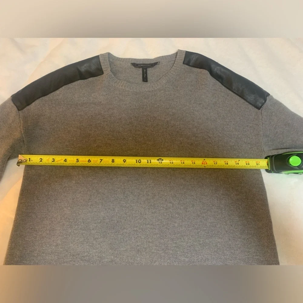 BCBGMaxAzria Gray Sweater with Black Shoulder Detail S